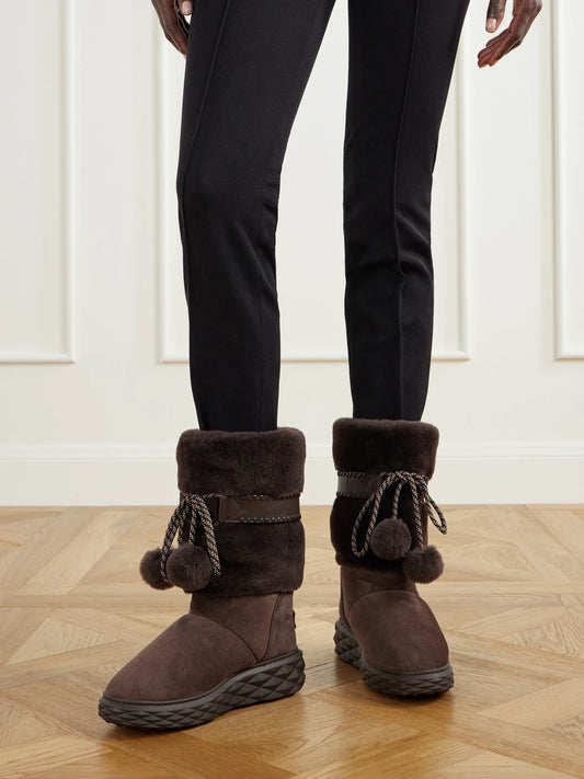 Jimmy Choo Shearling-trimmed Suede Knee Boots