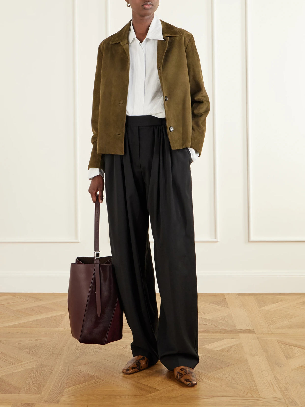 Proenza Schouler Hex Leather, Suede And Calf-hair Shoulder Bag