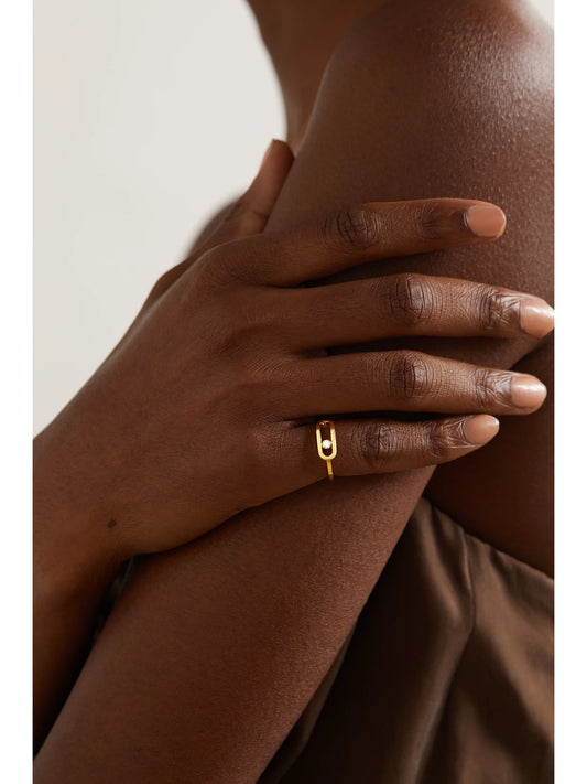 Image of Rings. Product name - Move Uno 18-karat Gold Diamond Ring in Multi colour by brand - Messika