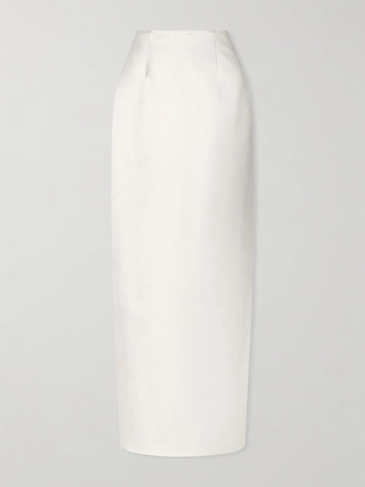 Image of a model wearing Skirts. Product name - Tristan Silk And Wool-blend Satin Maxi Skirt in Off-white colour by brand - Danielle Frankel