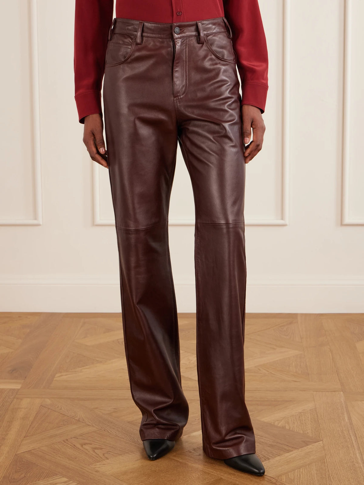 Nili Lotan Joan Paneled Leather Straight-leg Pants