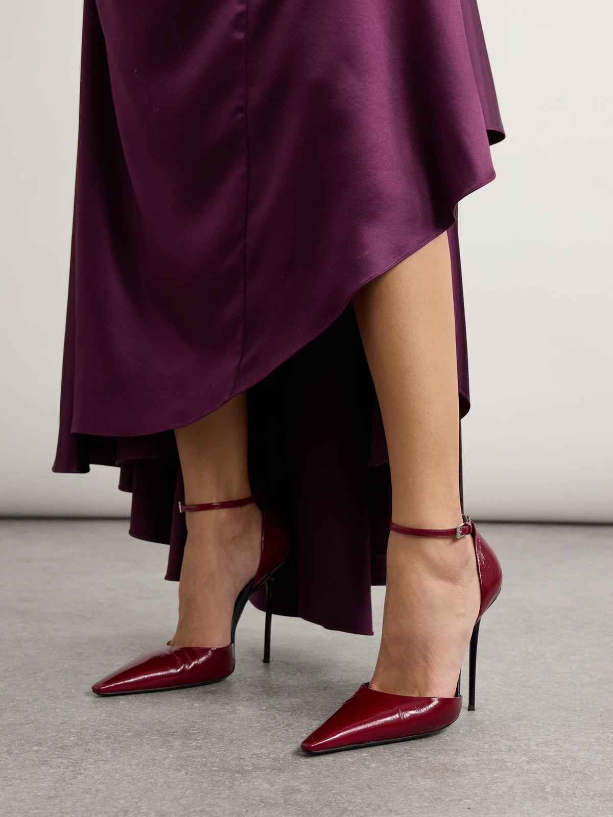 D'orsay 90 Glossed Textured-leather Pumps