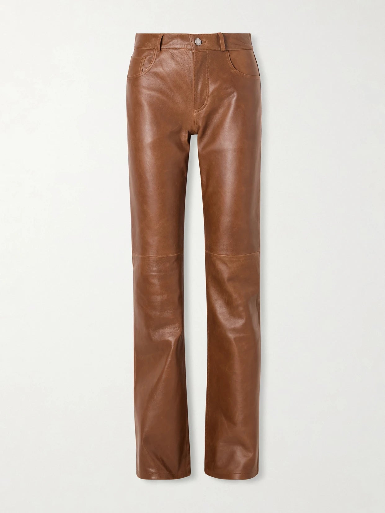 Flora Paneled Leather Straight-leg Pants