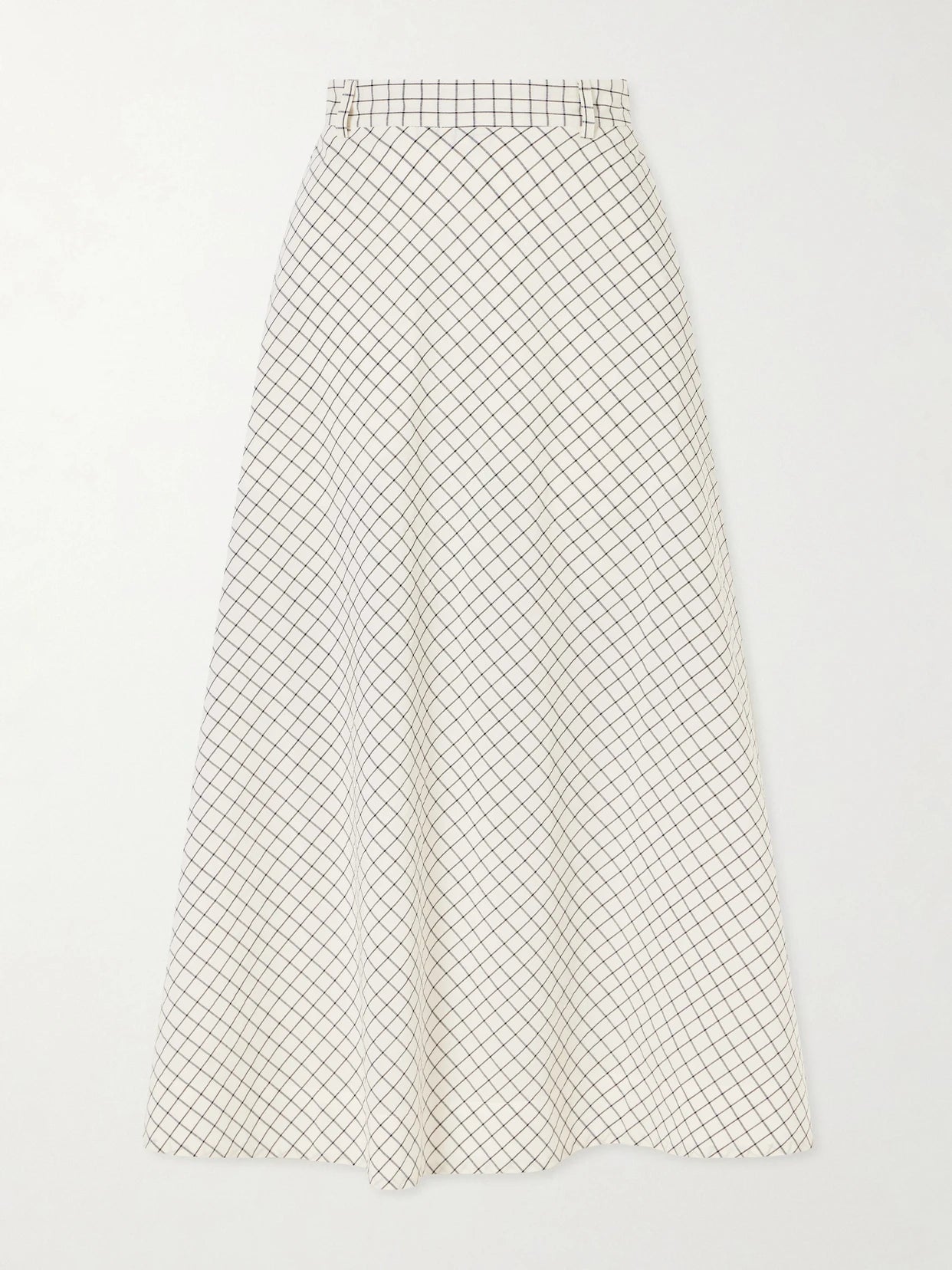 Checked Cotton-blend Poplin Midi Skirt