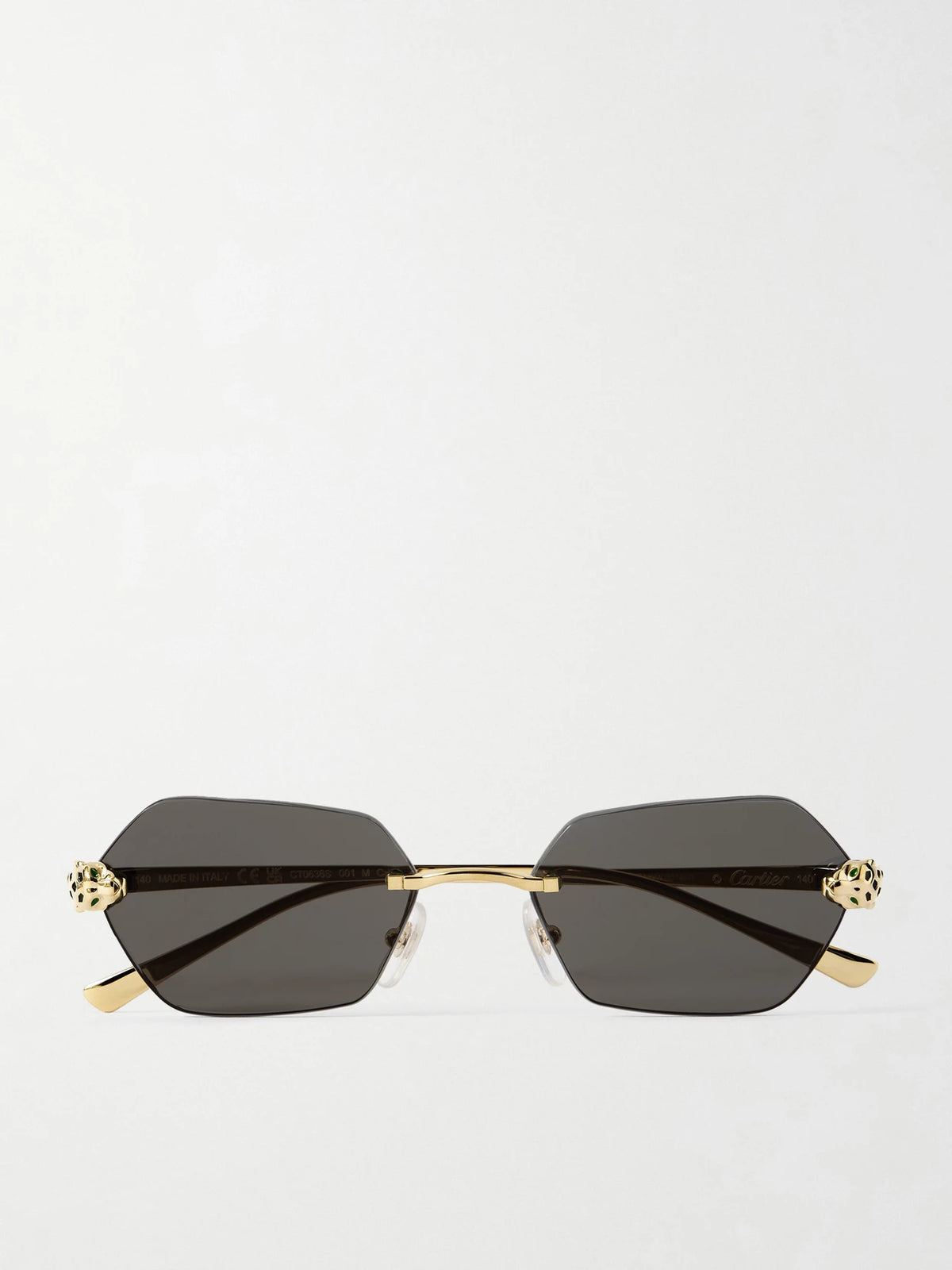 Eyewear Panthère De Cartier Rimless Hexagon-frame Gold-tone Sunglasses
