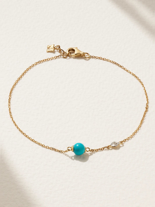 Dot 14-karat Gold, Turquoise And Diamond Bracelet