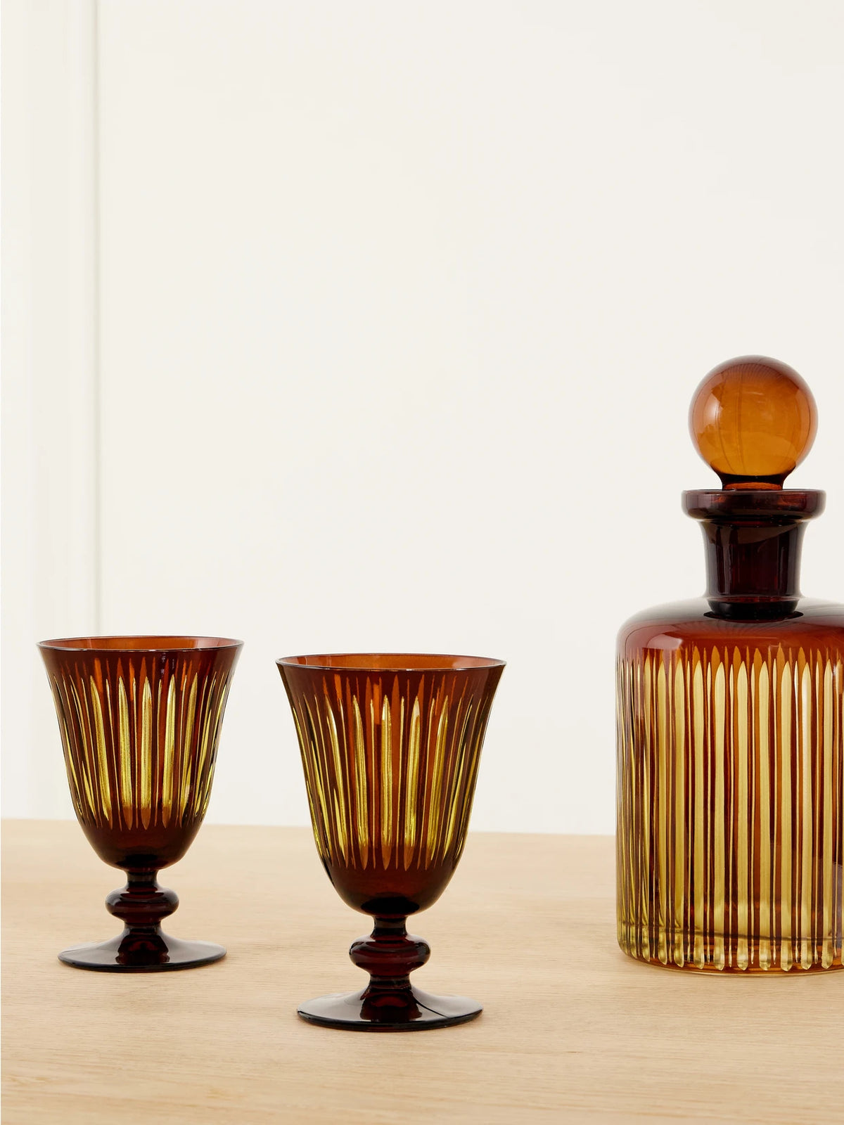Image of Tableware. Product name - Prism Set Of Four Glass Wine Glasses in Orange colour by brand - L'Objet