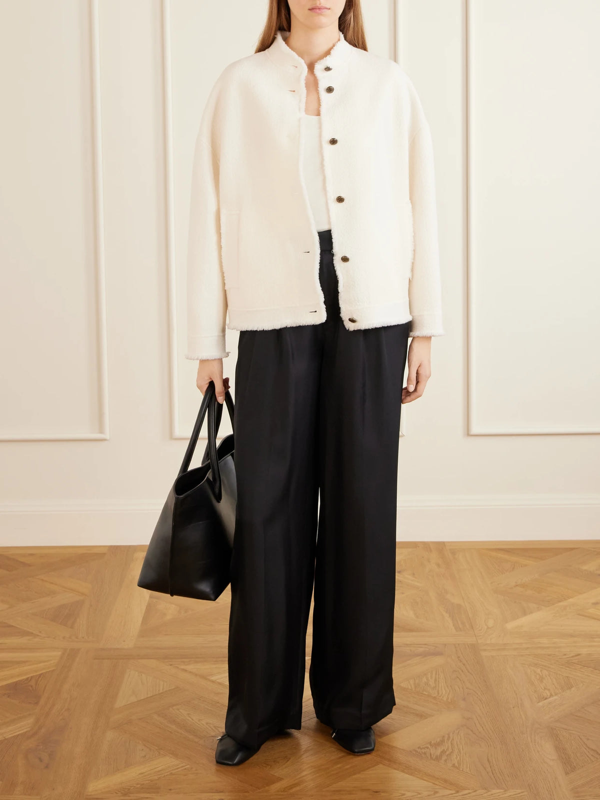 Image of Coats & Jackets. Product name - Palmizi Fringed Wool-bouclé Jacket in White colour by brand - Max Mara