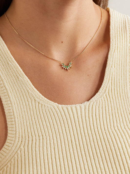 Image of Necklaces. Product name - Sunlight Rose Gold, Emerald And Diamond Necklace in Multi colour by brand - Piaget