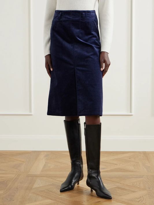 Veronica Beard Alexie Belted Cotton-blend Corduroy Midi Skirt
