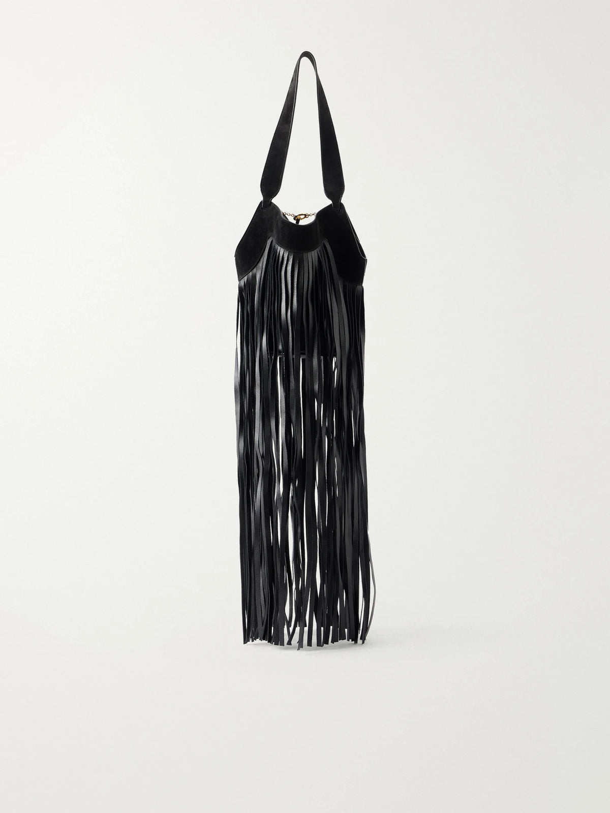 Lotus Fringed Leather Tote Bag