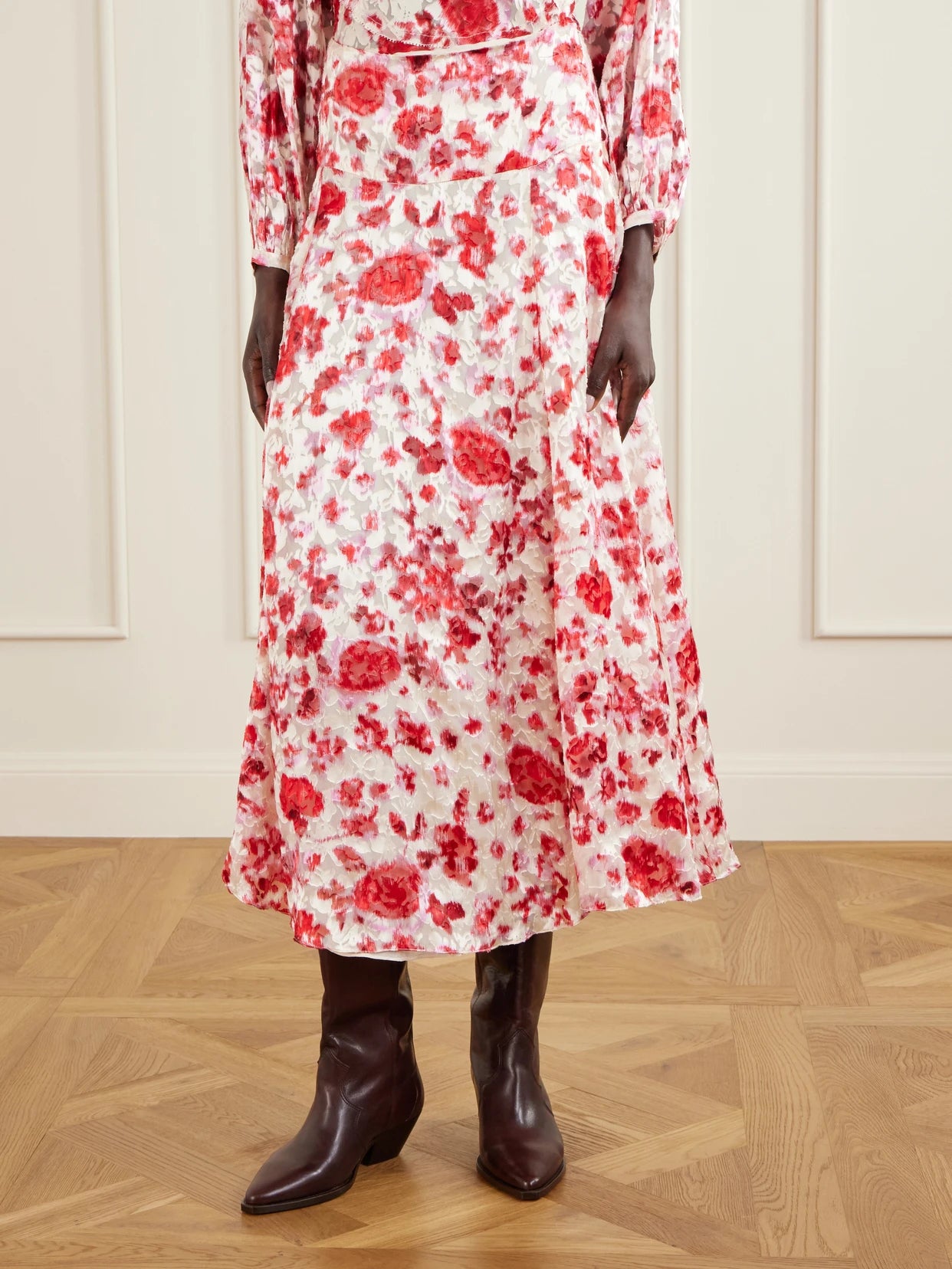 Hilza Floral-print Chiffon Midi Skirt