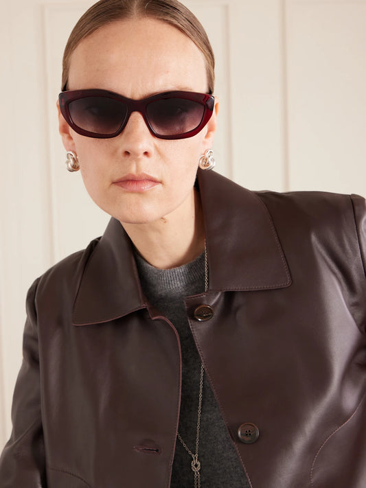 Image of Sunglasses. Product name - Bessie Cat-eye Acetate Sunglasses in Red colour by brand - Barton Perreira