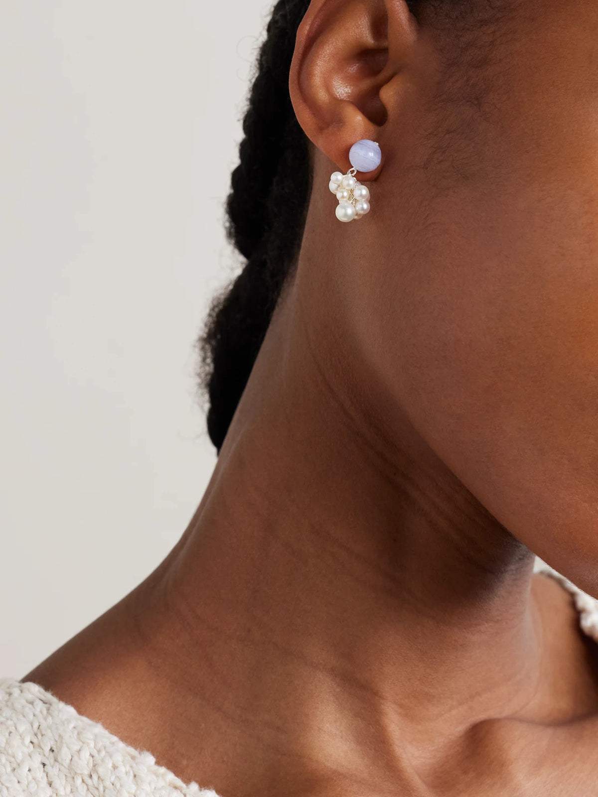 Image of Earrings. Product name - Till The Stars Wane Recycled Silver, Agate And Pearl Earrings in Multi colour by brand - Completedworks