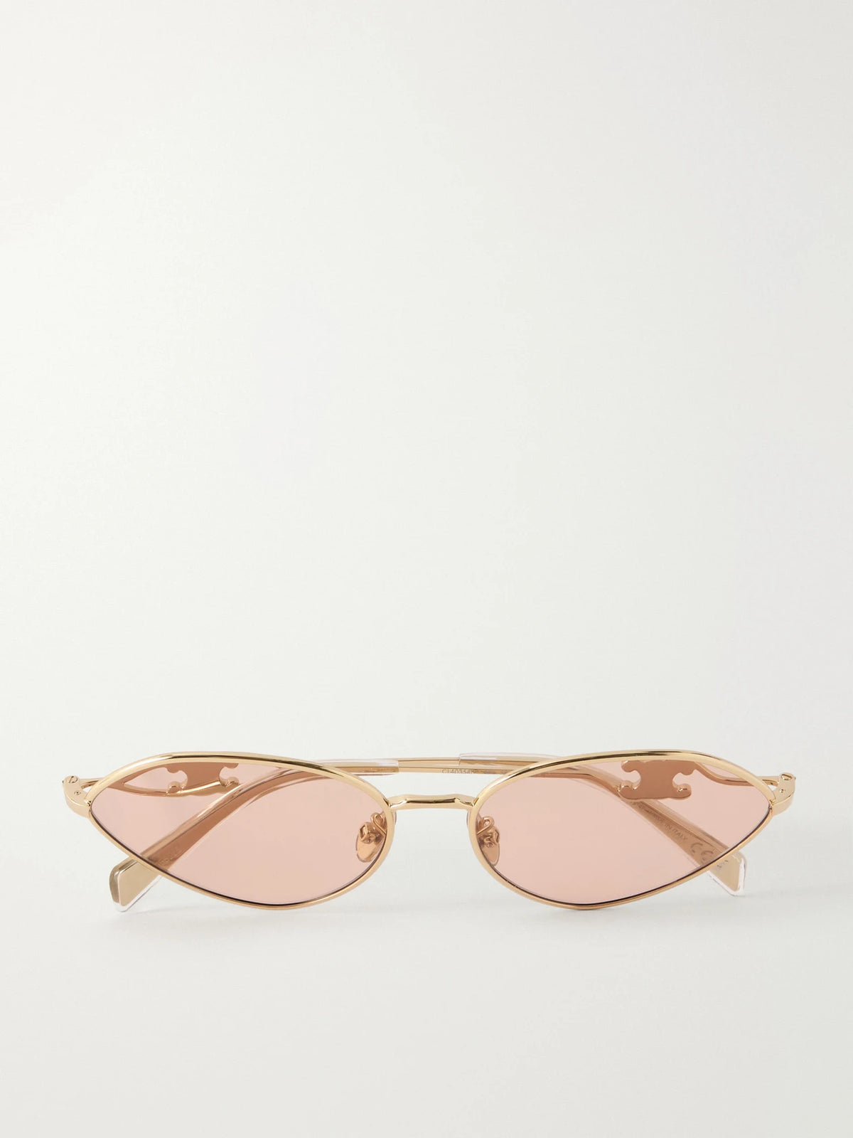 CELINE Eyewear Wire 01 Oval-frame Gold-tone Sunglasses