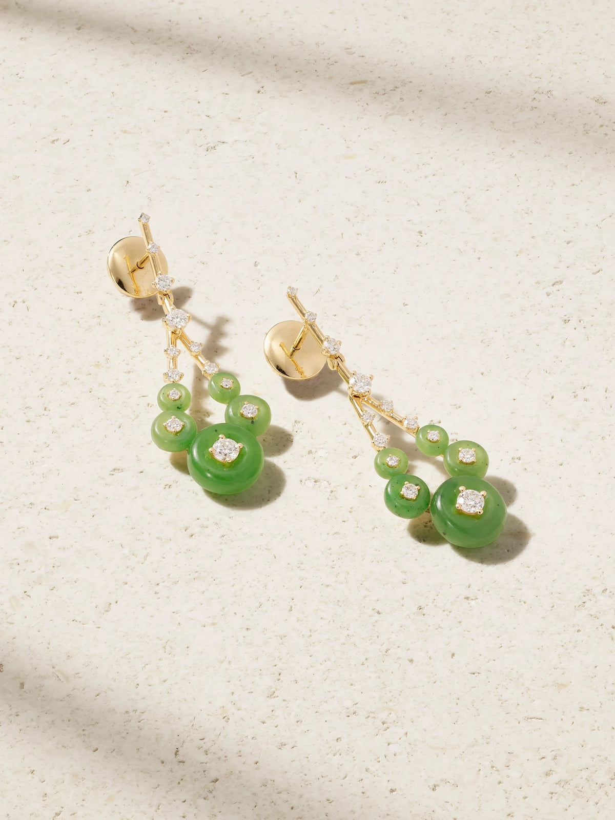 Gravity Small 18-karat Gold, Jade And Diamond Earrings