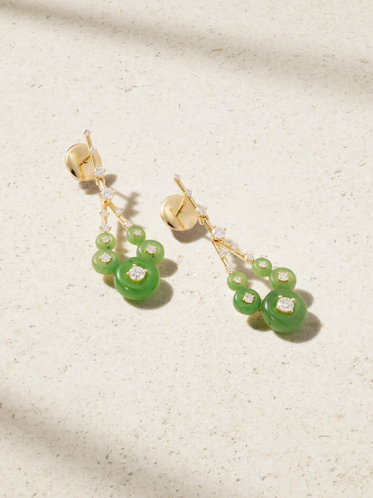 Gravity Small 18-karat Gold, Jade And Diamond Earrings