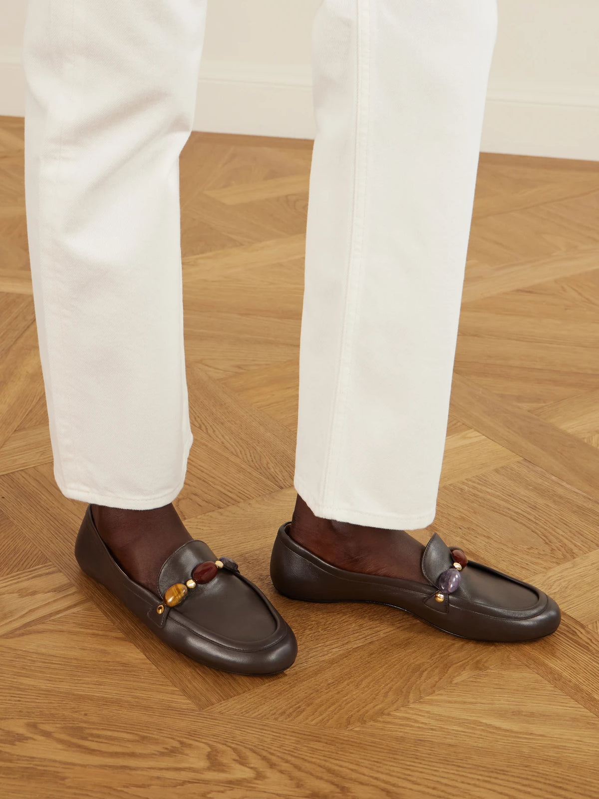 Gianvito Rossi Embellished Leather Loafers