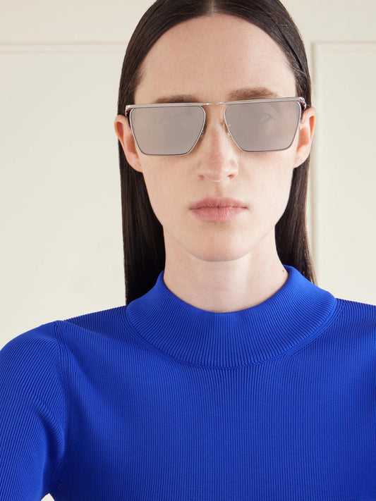 Image of Sunglasses. Product name - + Jil Sander Aviator-style Silver-tone Sunglasses in Multi colour by brand - Oliver Peoples