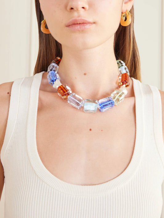 Image of Earrings. Product name - Tangerine Gold-tone Resin Hoop Earrings in Orange colour by brand - Lizzie Fortunato