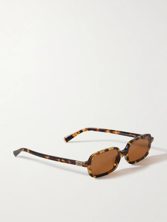 Miu Miu Eyewear Rectangular-frame Tortoiseshell Acetate Sunglasses