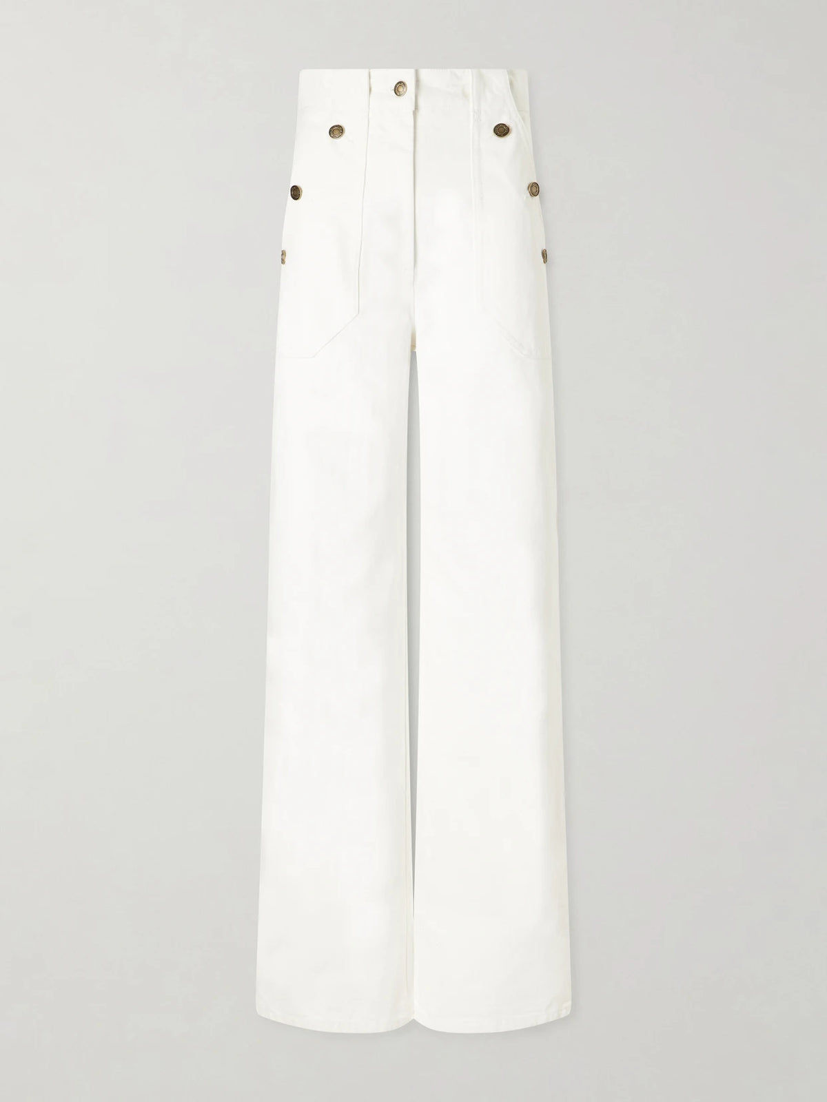 Logo-embroidered High-rise Wide-leg Jeans