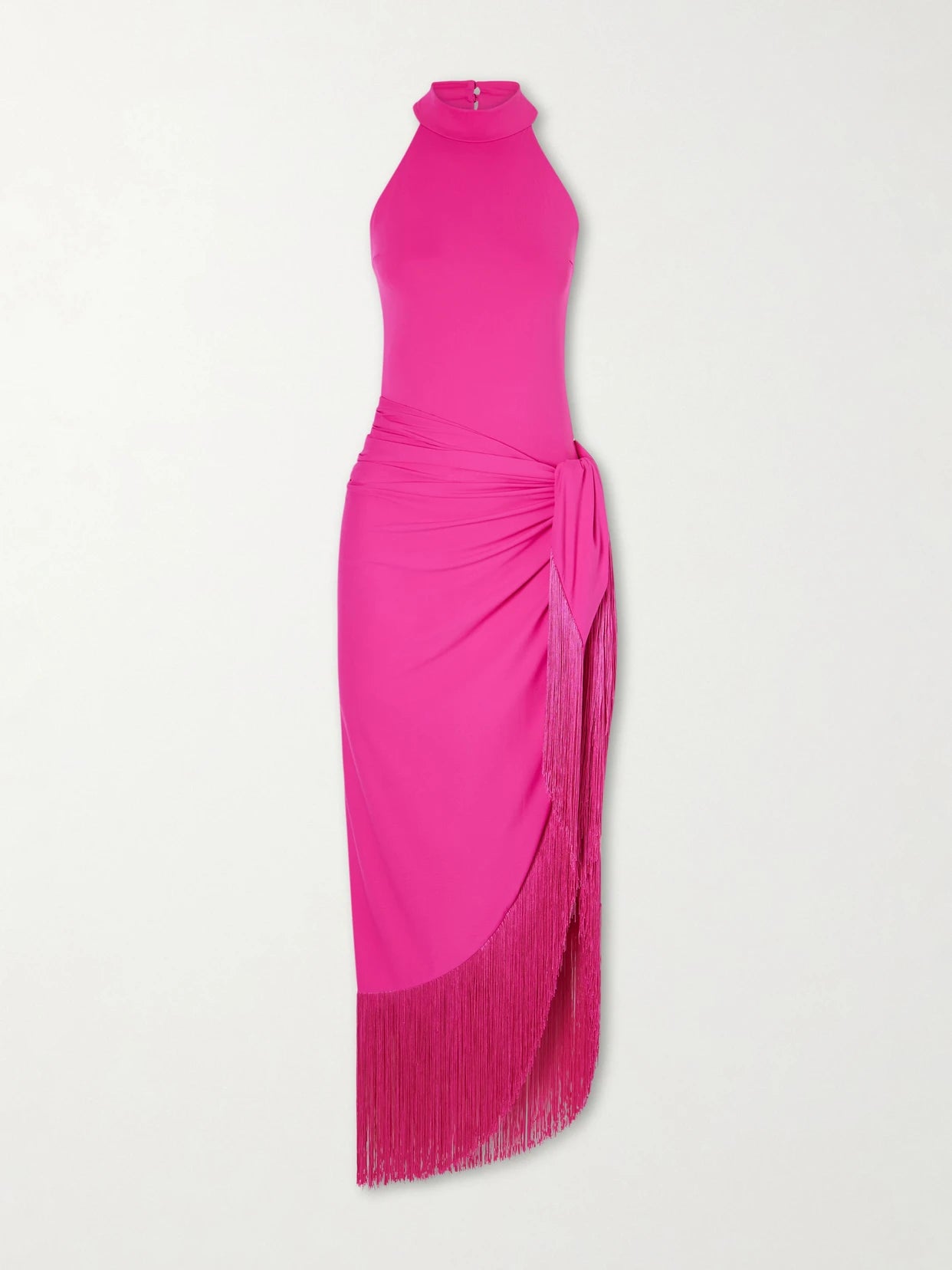 Image of Swimwear. Product name - Knossos Fringed Swimsuit And Pareo Set in Pink colour by brand - Taller Marmo