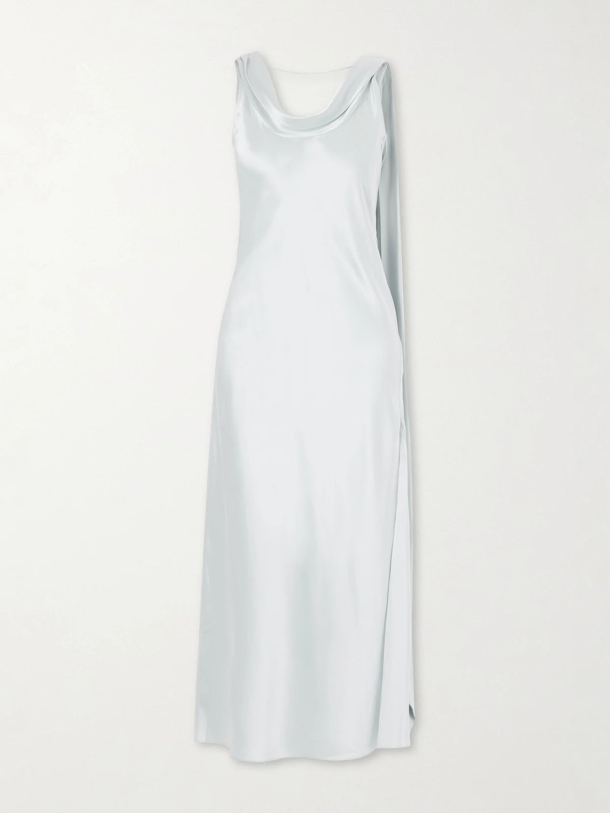 Scarf-detailed Draped Silk-satin Midi Dress