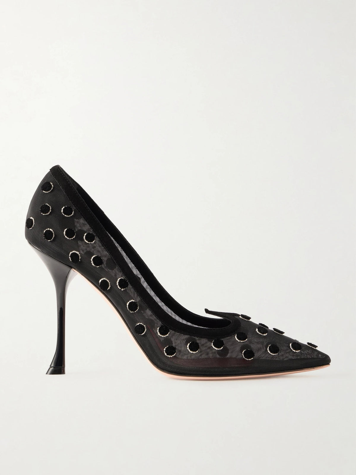 I Love Vivier 100 Suede-trimmed Flocked Mesh Pumps