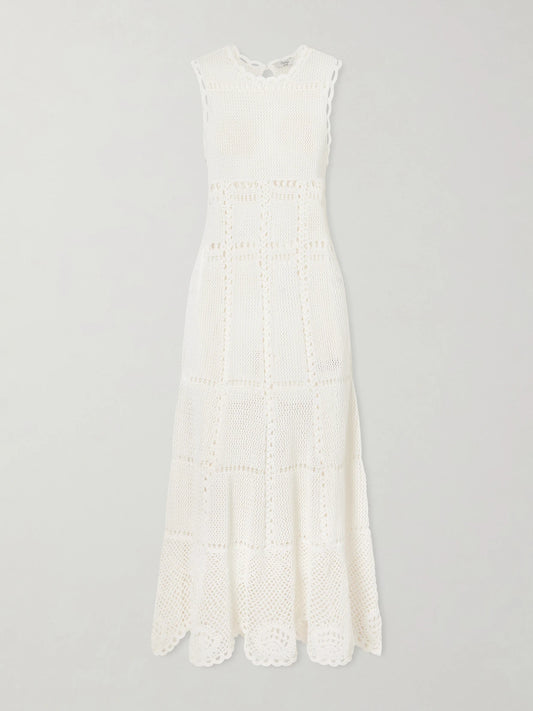 Image of Dresses. Product name - Crocheted Cotton Midi Dress in White colour by brand - Erdem
