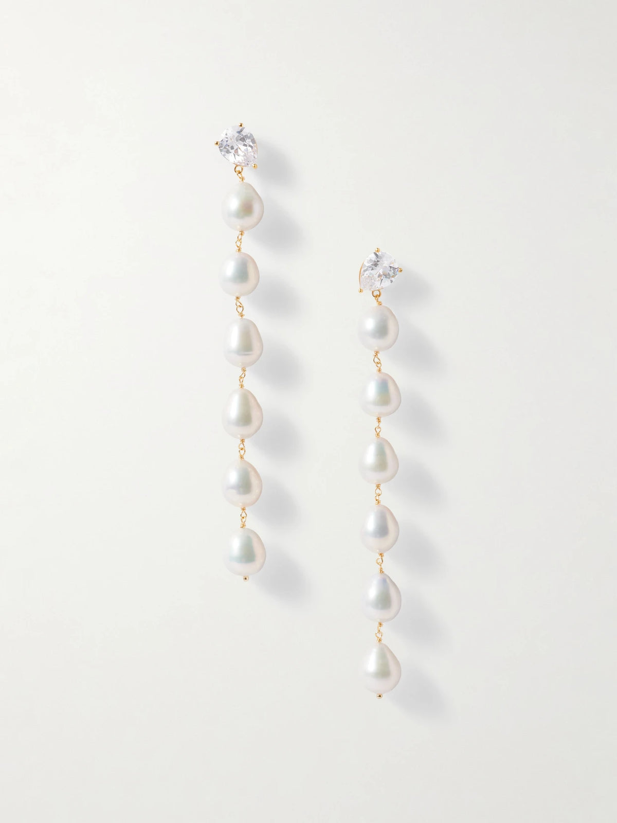 Recycled Gold Vermeil, Cubic Zirconia And Pearl Earrings