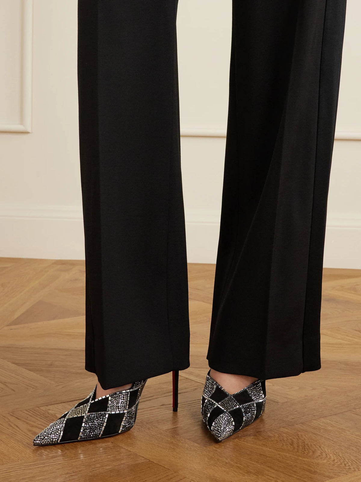 Doria 100 Crystal-embellished Suede Pumps