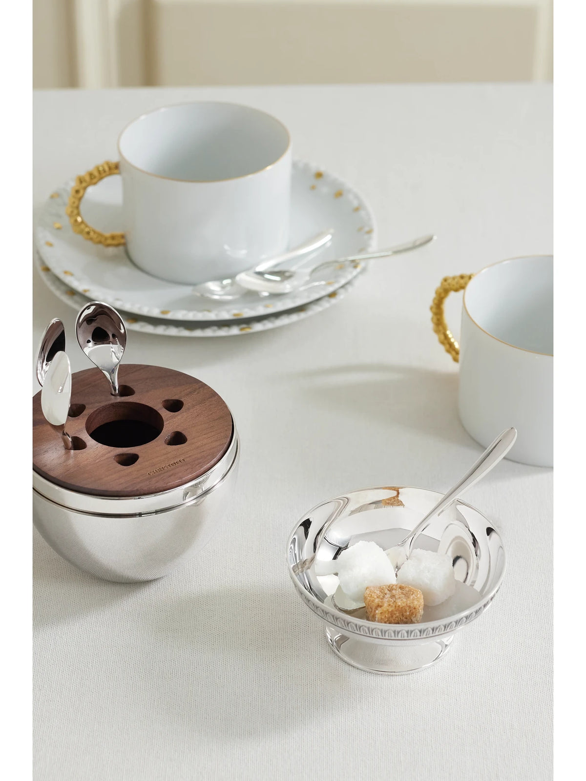 Image of Tableware. Product name - Mood Coffee Set Of Six Silver-plated Espresso Spoons With Chest in Multi colour by brand - Christofle