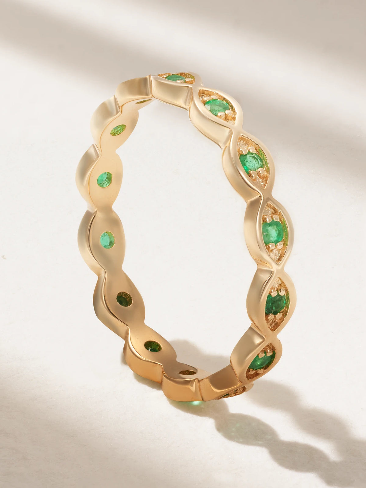 Marquis Eternity 14-karat Gold Emerald Ring
