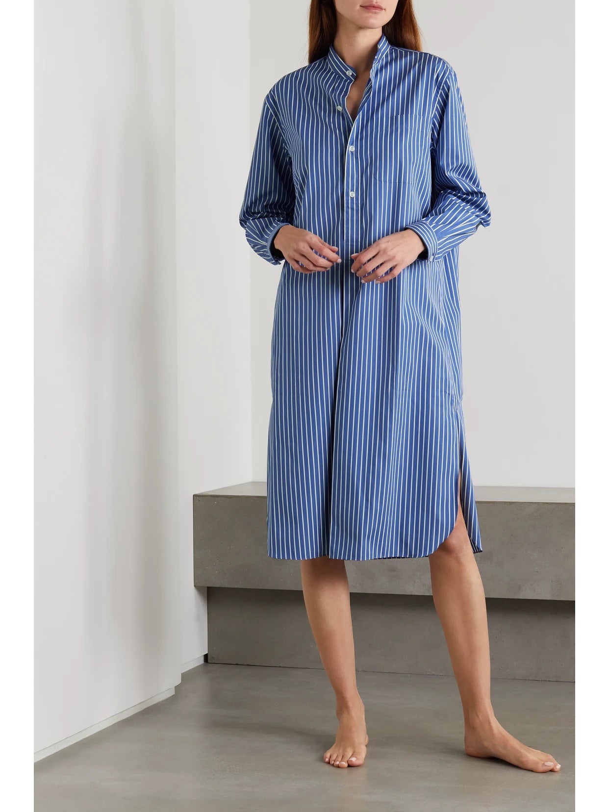 Elysee Oversized Striped Cotton-poplin Nightdress