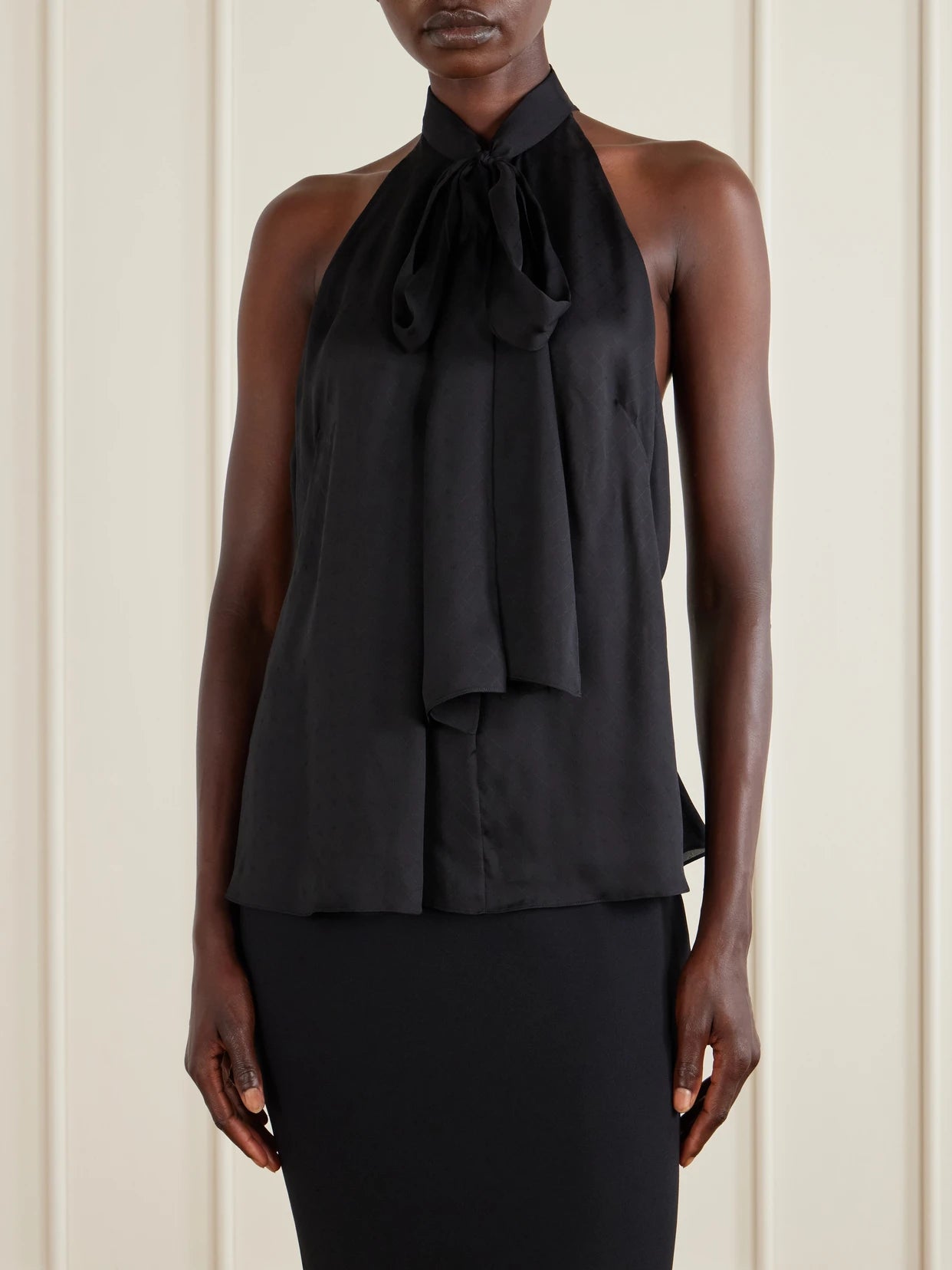 Monogram-printed Halterneck Silk-chiffon Tank