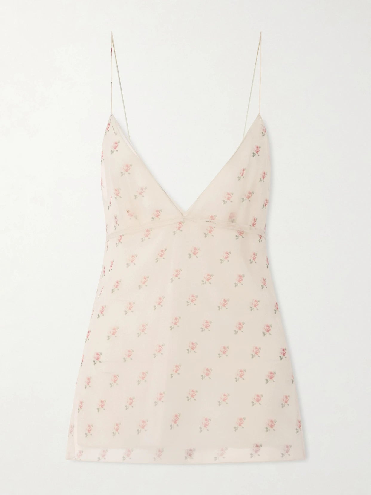 Image of Blouses. Product name - Timy Floral-print Silk-organza Camisole in Baby pink colour by brand - KHAITE