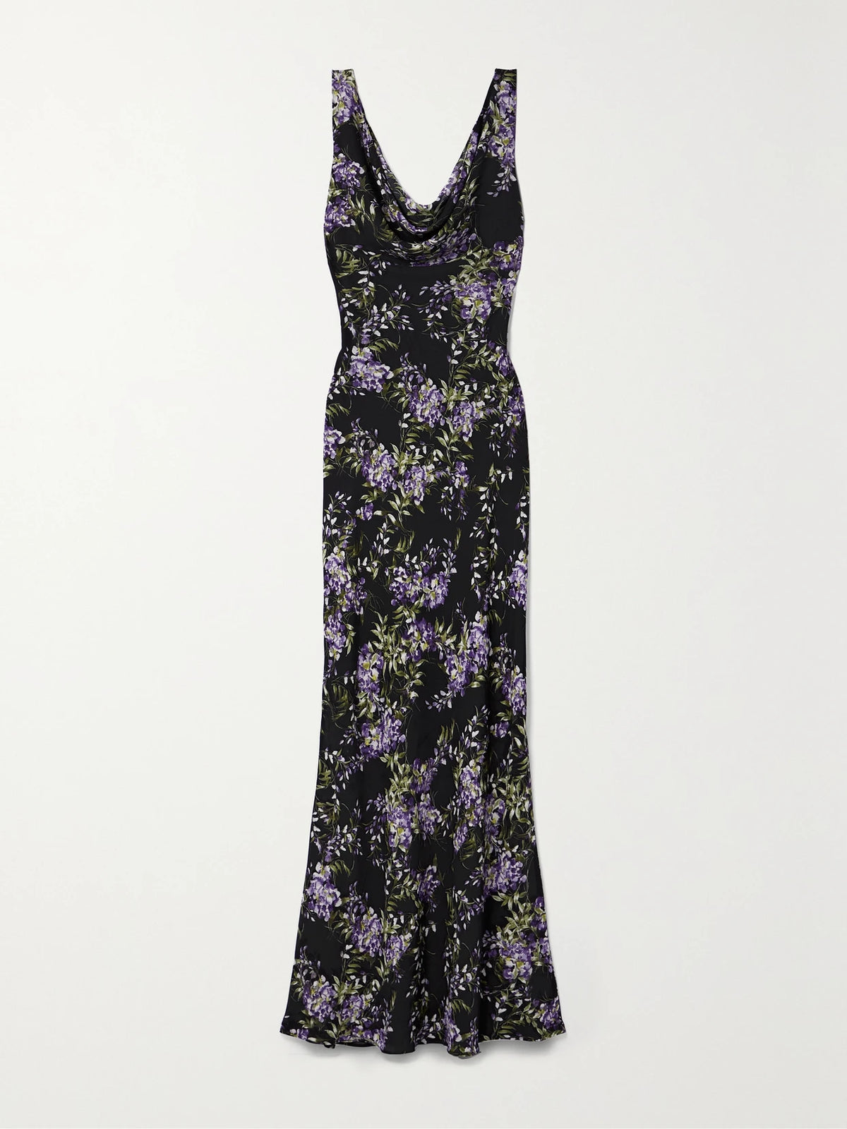 Draped Floral-print Georgette Gown