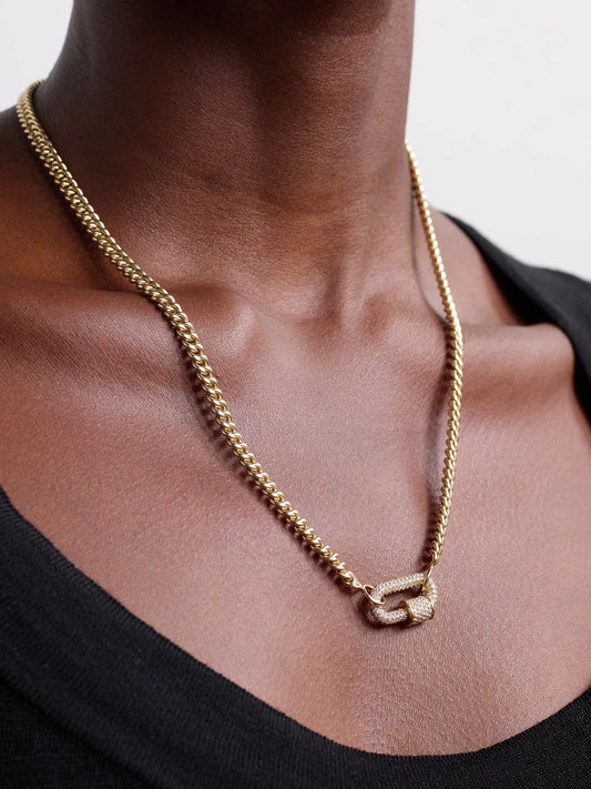 Image of Charms. Product name - Allstone Chubby Babylock 14-karat Gold Diamond Pendant in Multi colour by brand - Marla Aaron