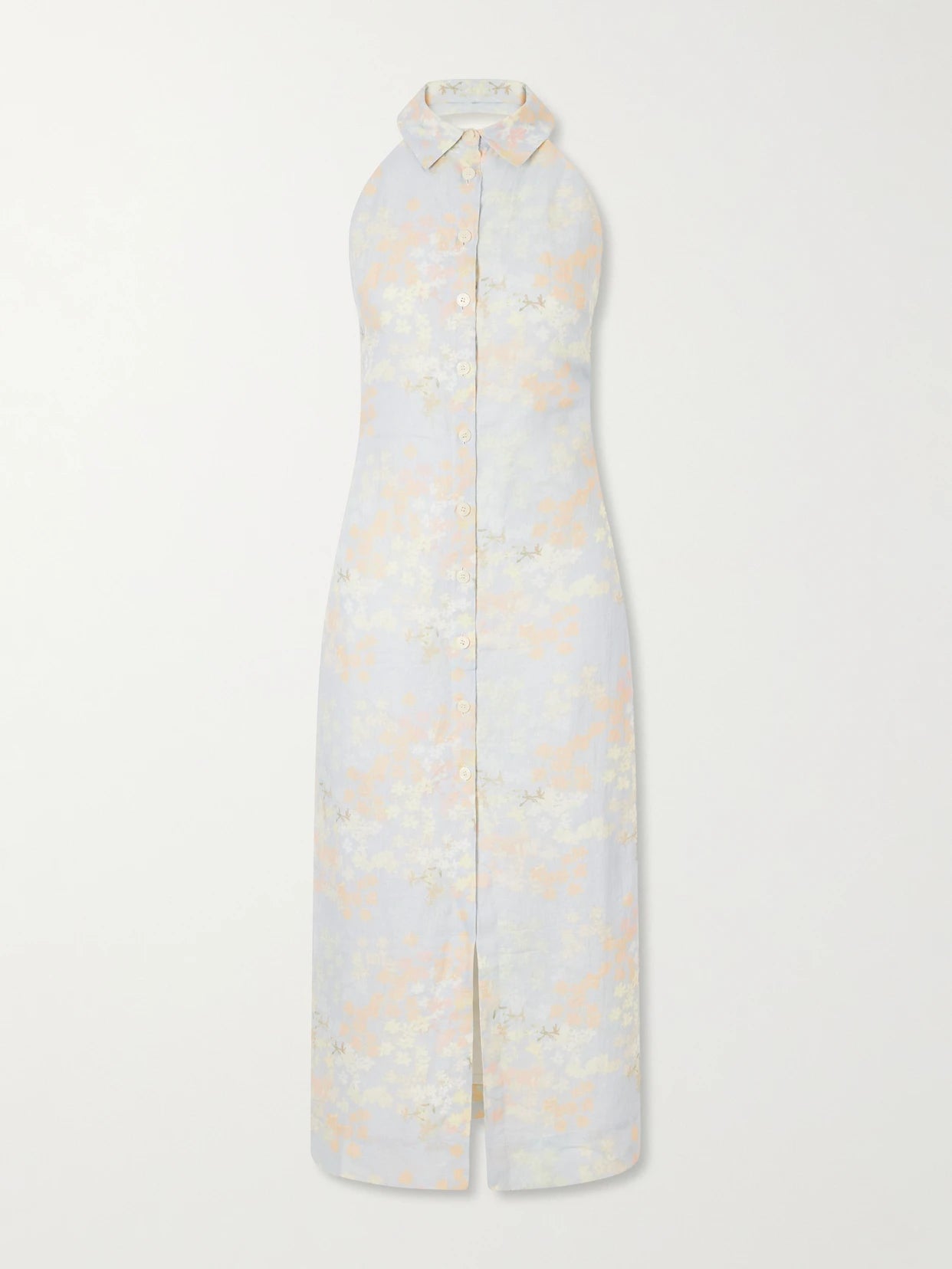 Cici Jasmin Floral-print Linen Halterneck Midi Dress