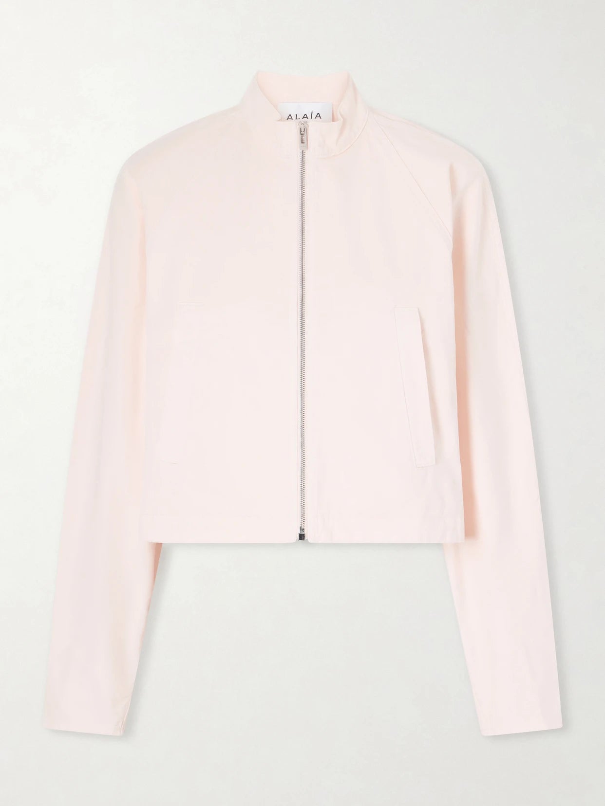 Image of Coats & Jackets. Product name - Cotton Denim Jacket in Pastel pink colour by brand - Alaïa