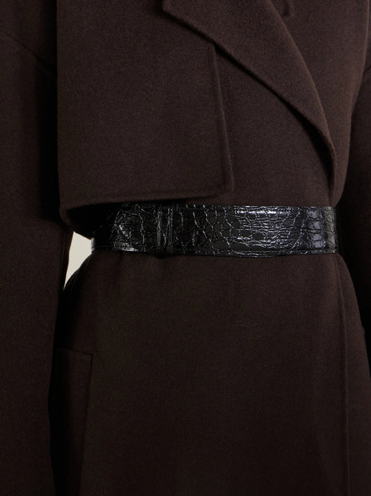 KHAITE Theo Croc-effect Leather Belt