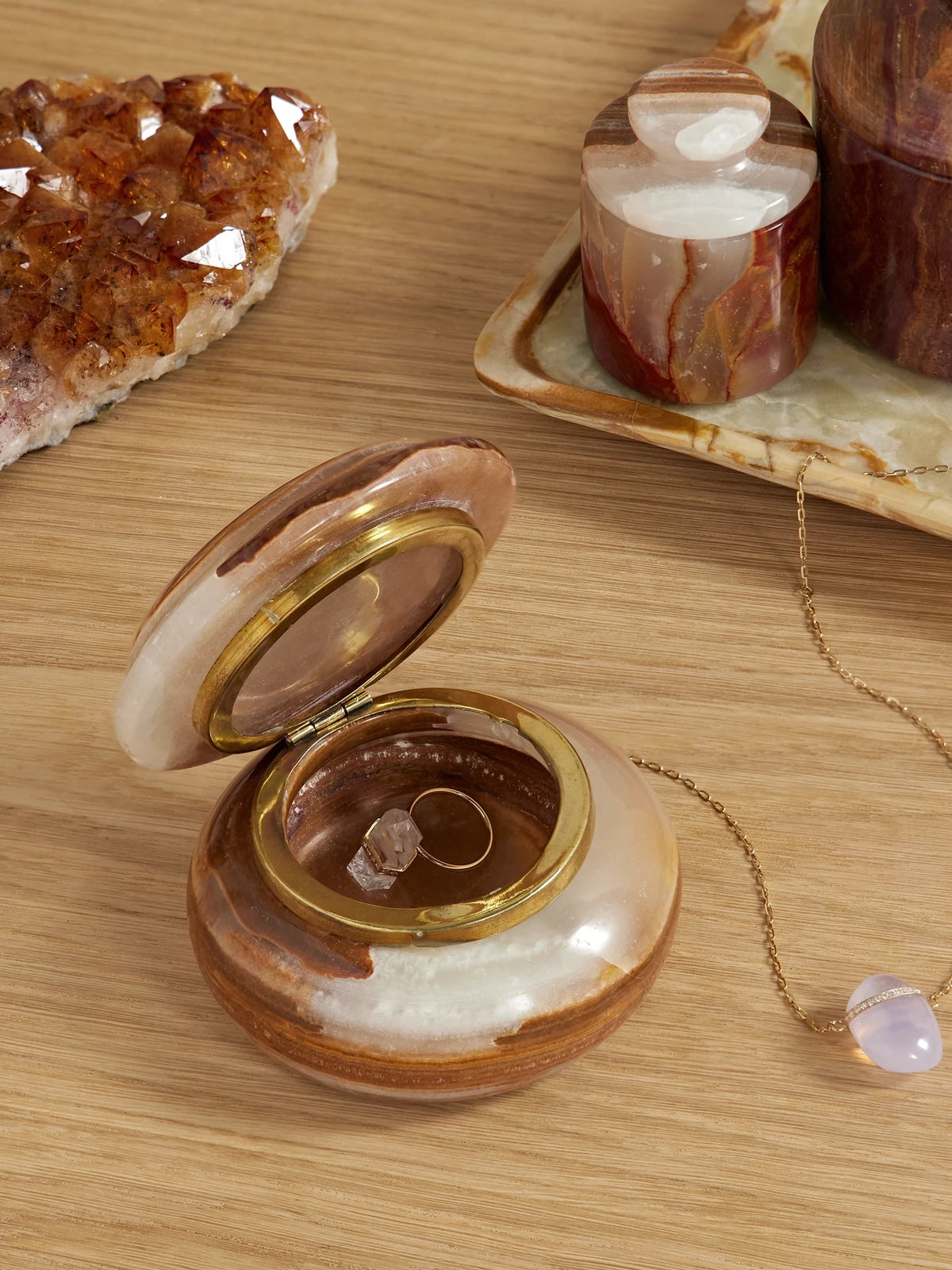Image of Decor. Product name - Onyx Jewelry Box in Brown colour by brand - Jia Jia Home