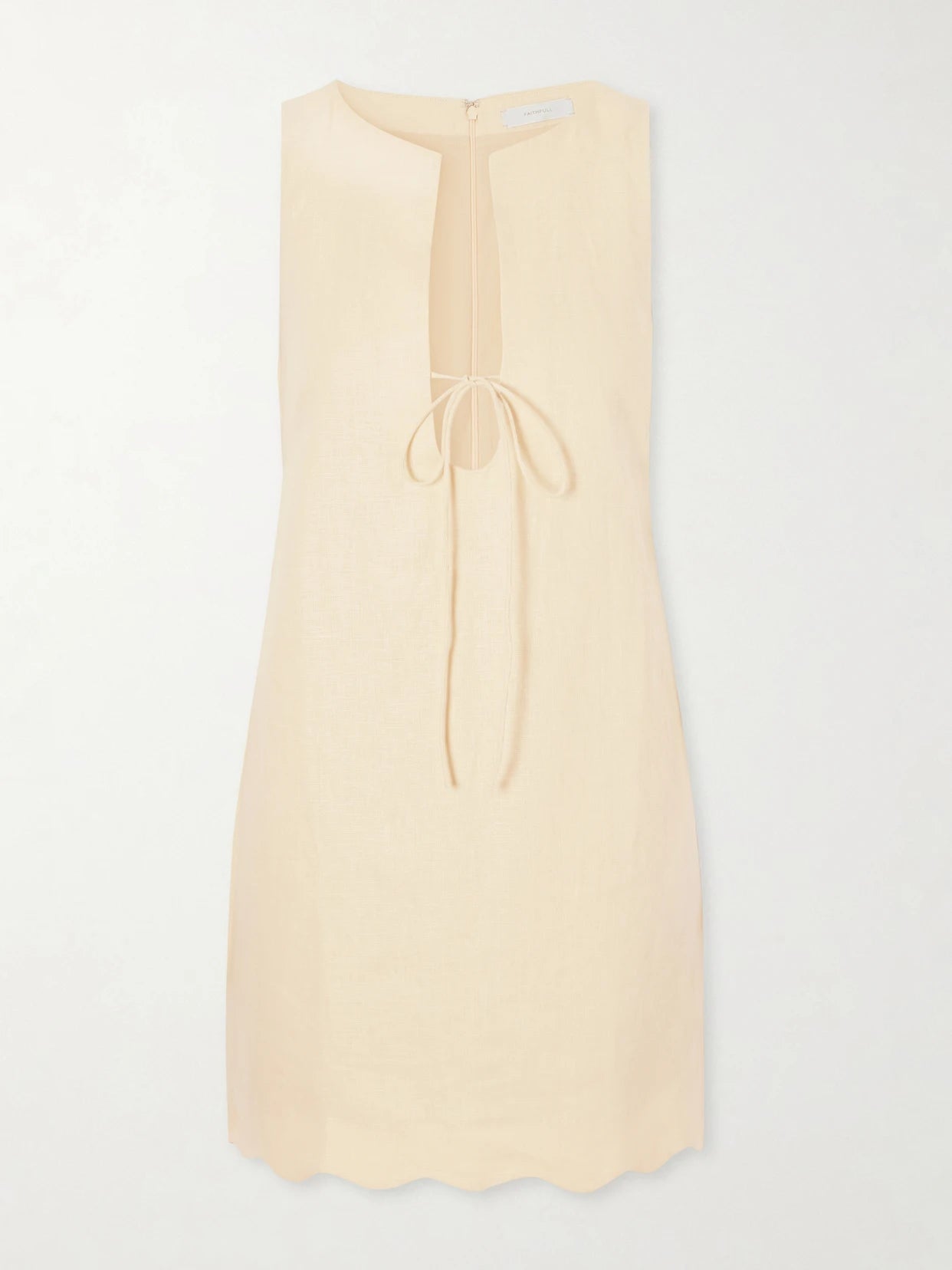 Alondra Tie-detailed Scalloped Linen Mini Dress
