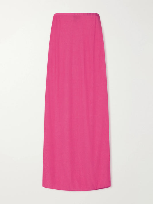 Image of a model wearing Skirts. Product name - Jack Mesh Midi Skirt in Pink colour by brand - LESET