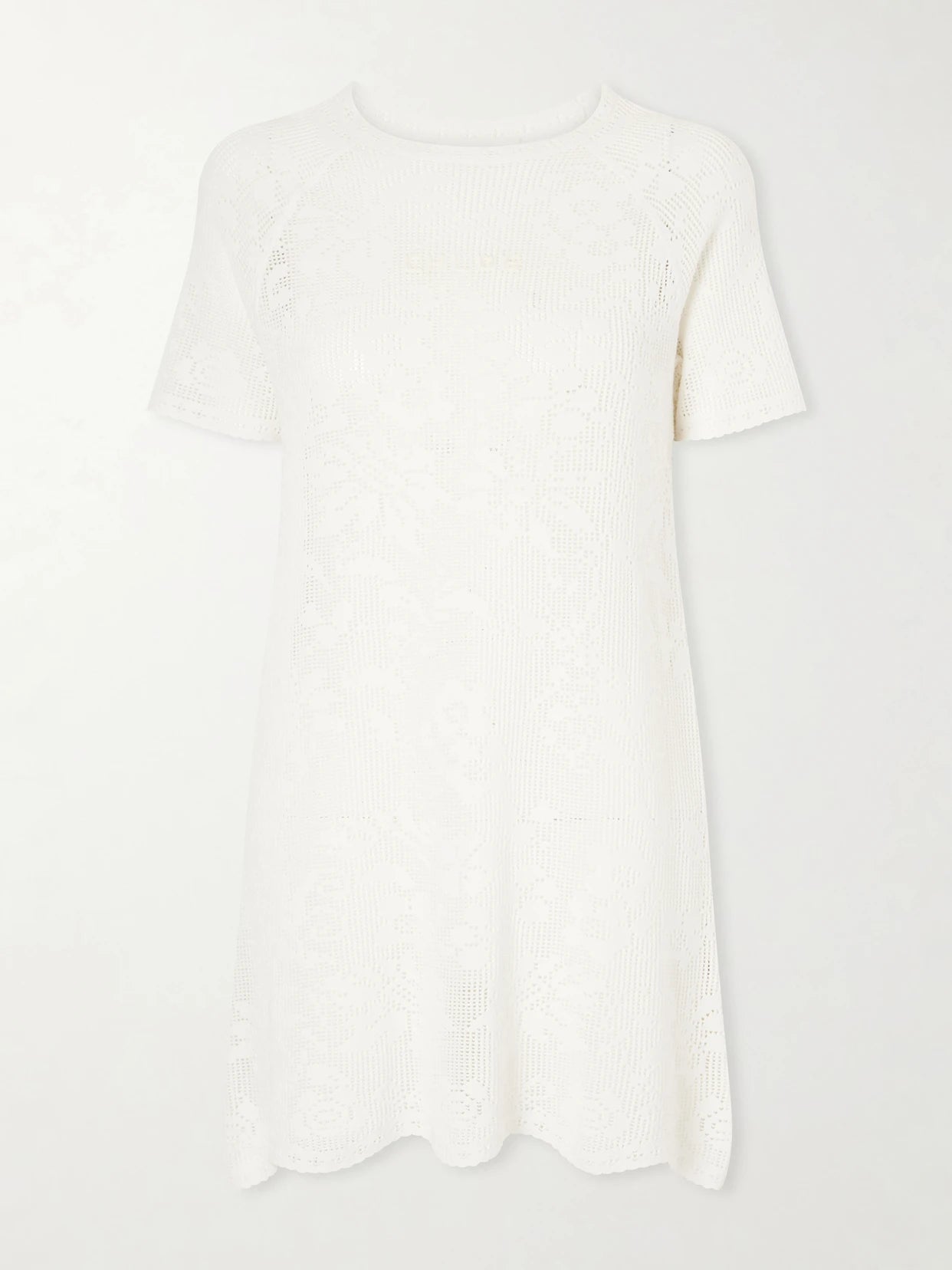Crochet-knit Cotton Mini Dress