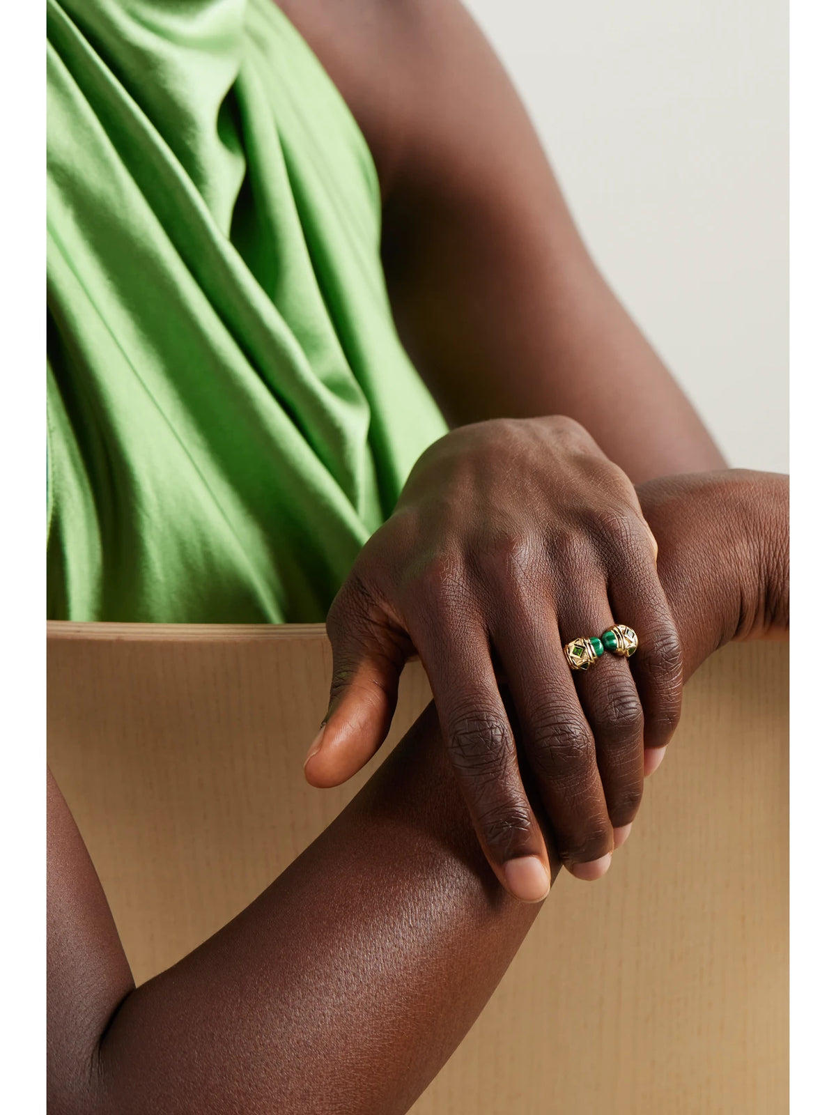 Image of Rings. Product name - Renaissance 18-karat Gold, Malachite And Diopside Ring in Multi colour by brand - David Yurman