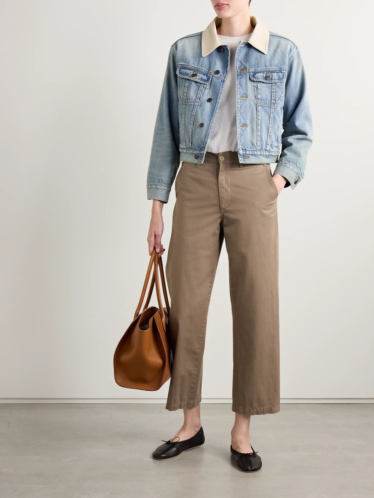 Image of Coats & Jackets. Product name - Joras Twill-trimmed Denim Jacket in Blue colour by brand - The Row