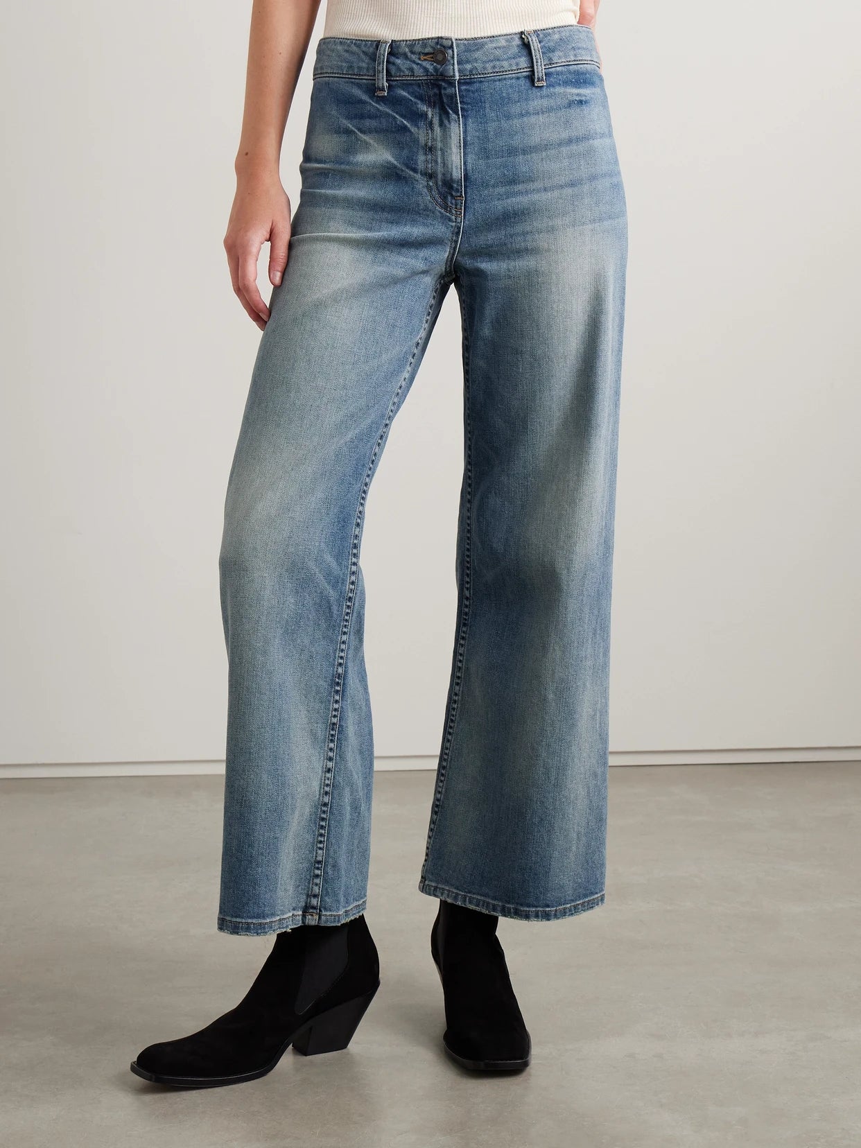 Megan Distressed High-rise Wide-leg Jeans