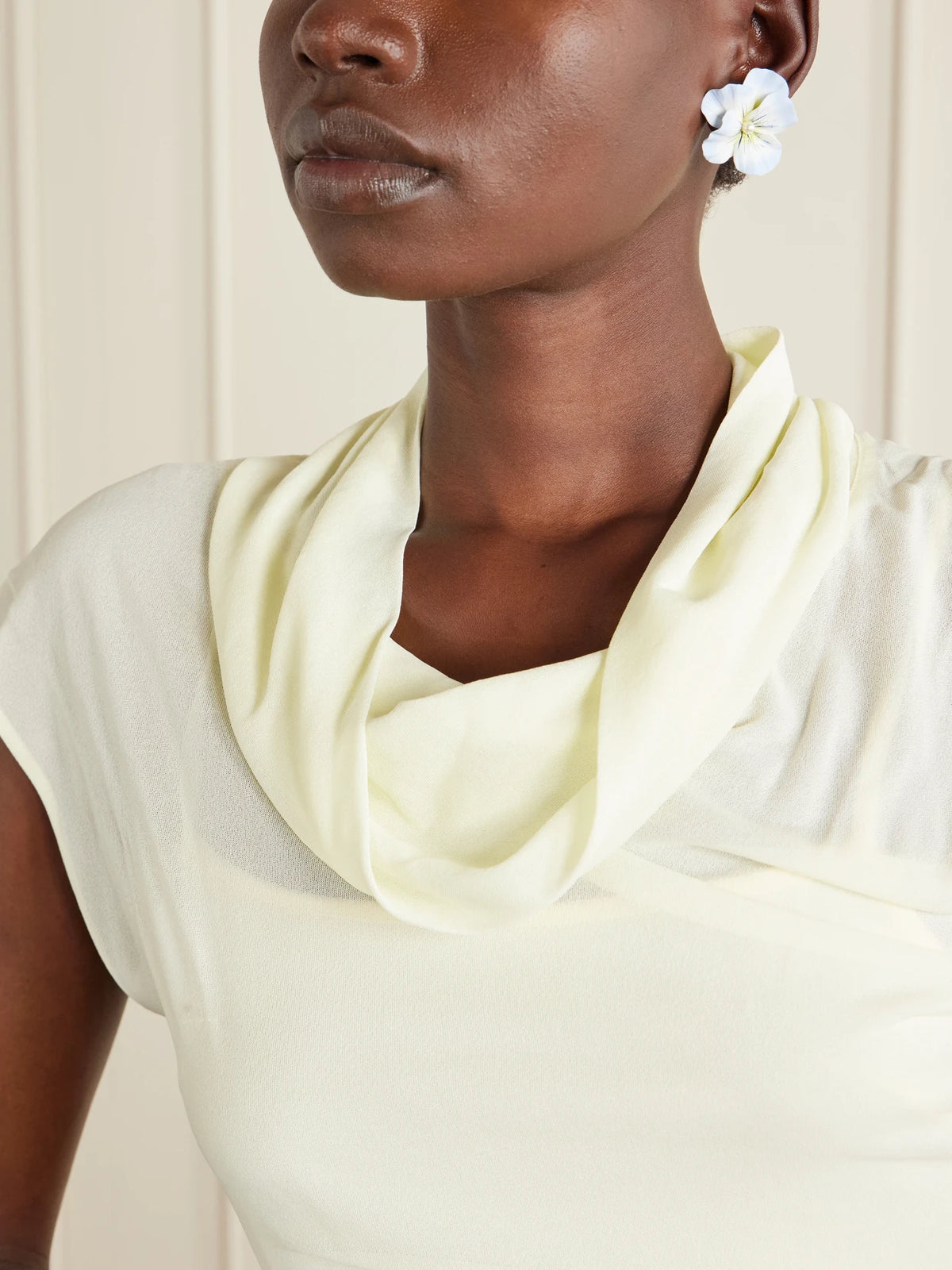 Image of Earrings. Product name - Viletta Gold-tone Pearl Earrings in Sky blue colour by brand - Jennifer Behr